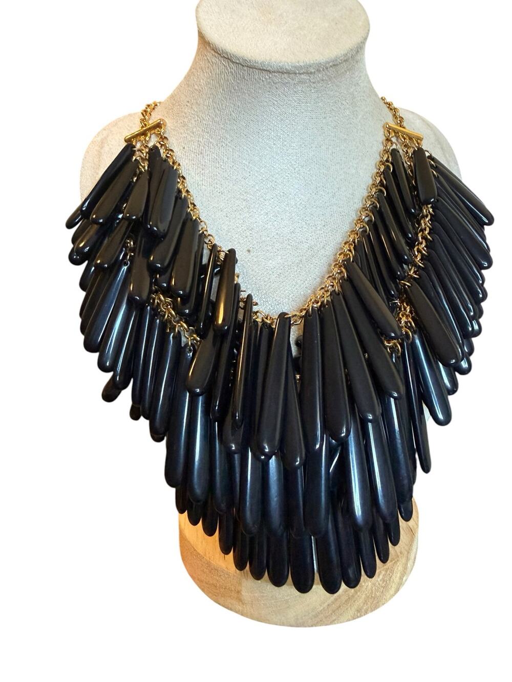 Joan Rivers 20th Anniversary Black Onyx Triple Strand Statement Necklace